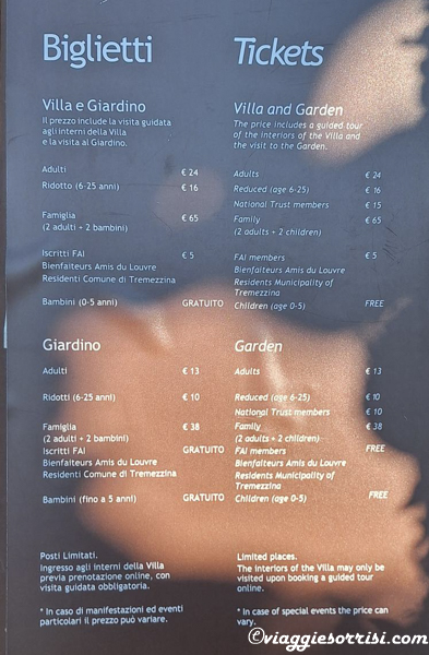 biglietti ingresso villa